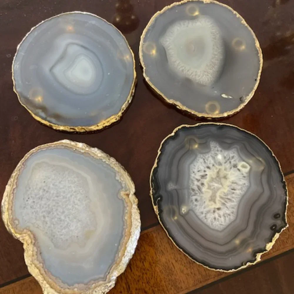 Gold Agate Coasters-Set of 4 - Picture 3 of 3